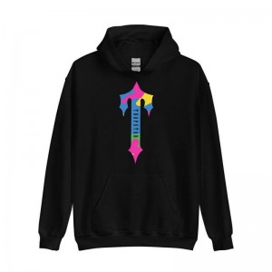 Trapstar Colorful Logo Rainbow Kapşonlu Erkek Siyah Türkiye | UQ77-485