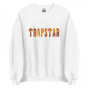 Trapstar Fire Logo Tişörtü Erkek Beyaz Türkiye | QU62-910