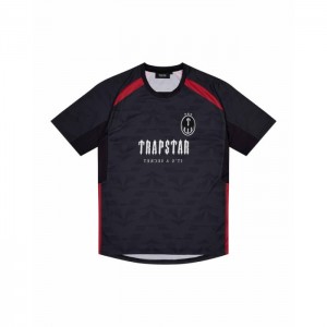 Trapstar Irongate Football Jersey Tişört Erkek Siyah Kırmızı Türkiye | YN72-876