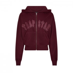 Trapstar Mesh Irongate Arch Hoodie Kapşonlu Kadın Bordo Türkiye | QT77-641