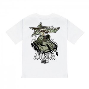 Trapstar Trap Invasion Tee Tişört Erkek Beyaz Türkiye | GX19-769