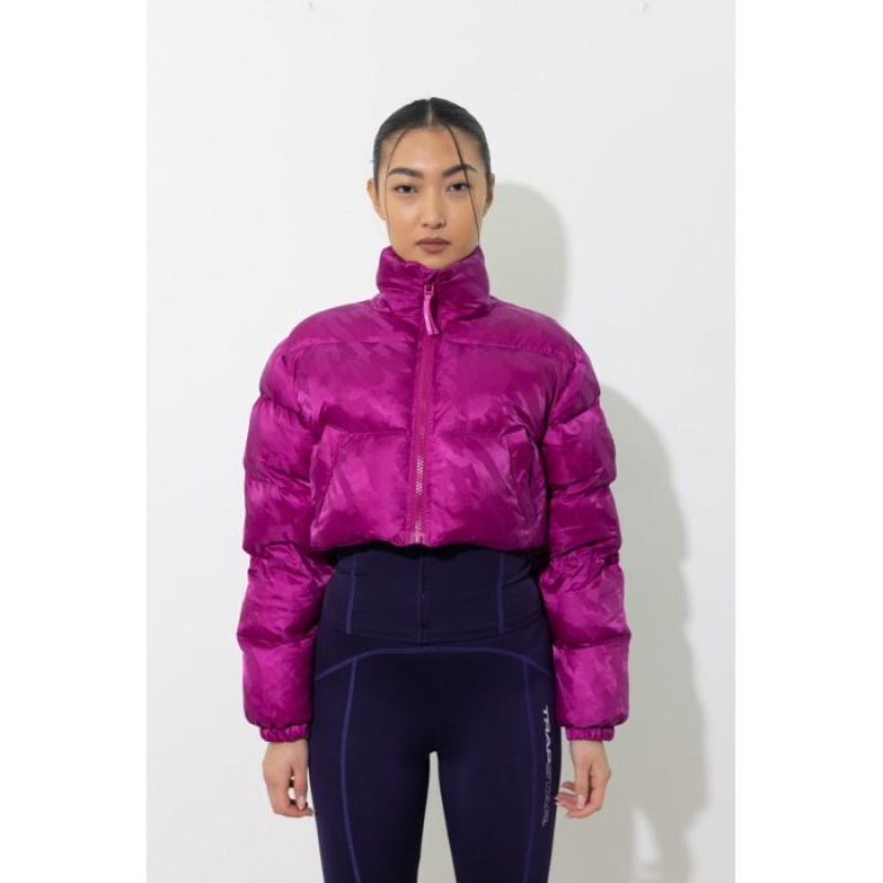 Trapstar Cropped T Jacquard Puffer Dış Giyim Erkek Küpe Çiçeği Pembe Türkiye | JR60-384