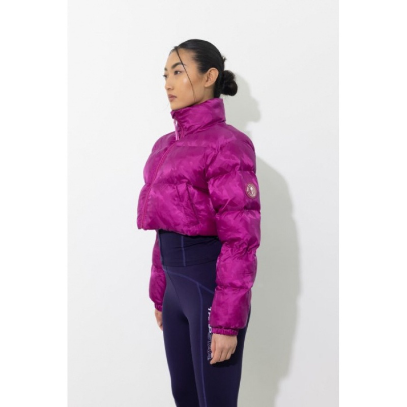 Trapstar Cropped T Jacquard Puffer Dış Giyim Erkek Küpe Çiçeği Pembe Türkiye | JR60-384