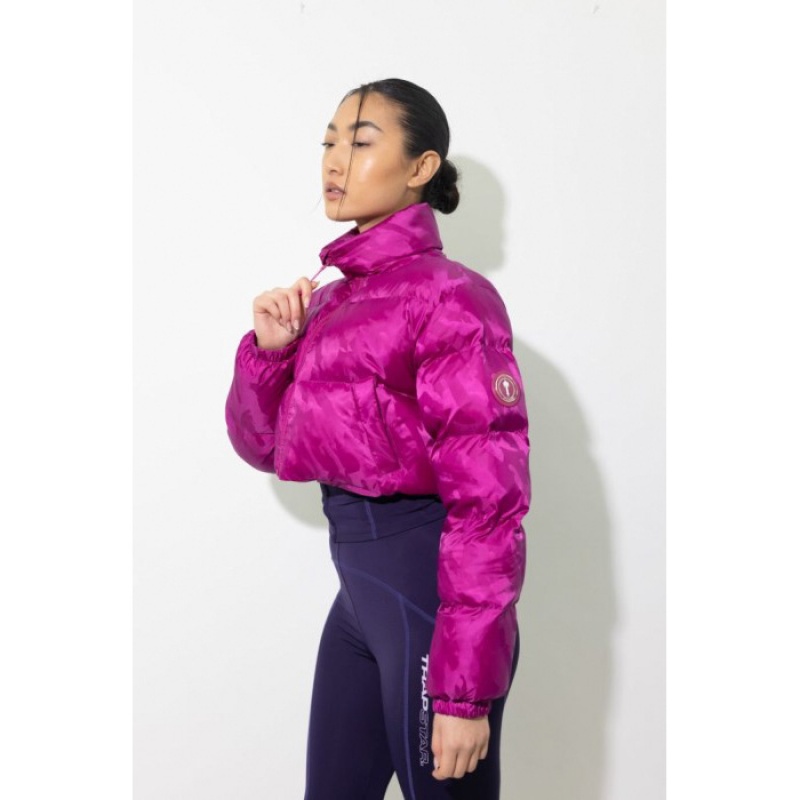 Trapstar Cropped T Jacquard Puffer Dış Giyim Erkek Küpe Çiçeği Pembe Türkiye | JR60-384