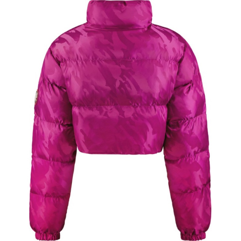 Trapstar Cropped T Jacquard Puffer Mont Kadın Küpe Çiçeği Pembe Türkiye | CC83-433