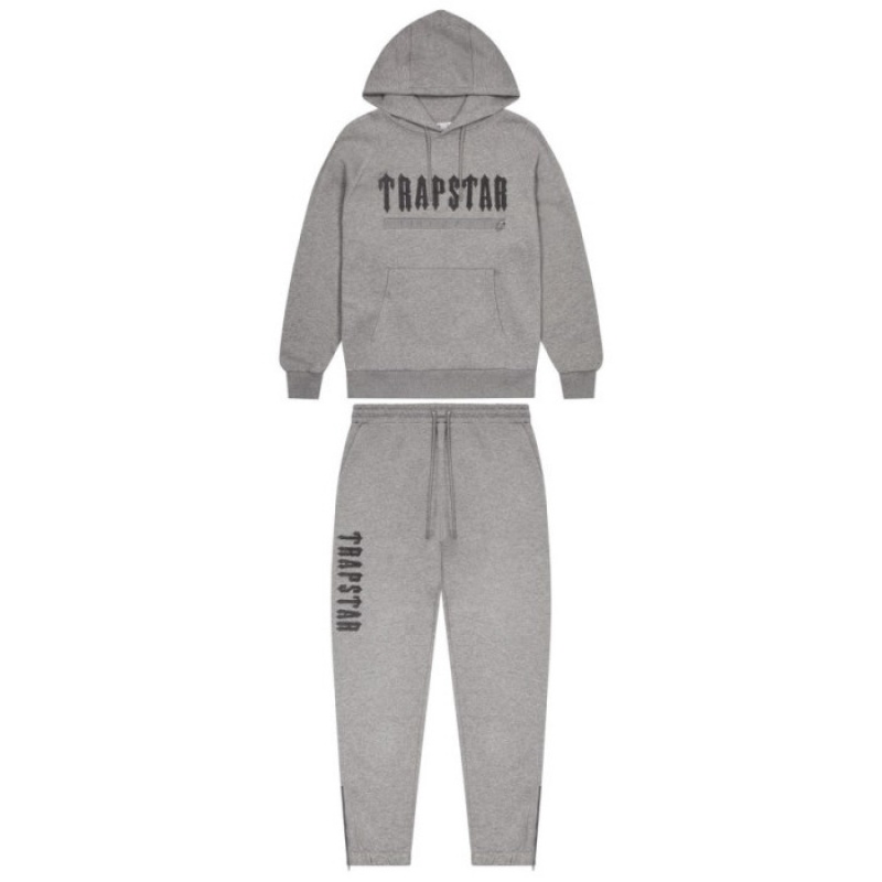 Trapstar Decoded Chenille 2.0 Hoodie Eşofman Takımı Erkek Gri Türkiye | GE53-397