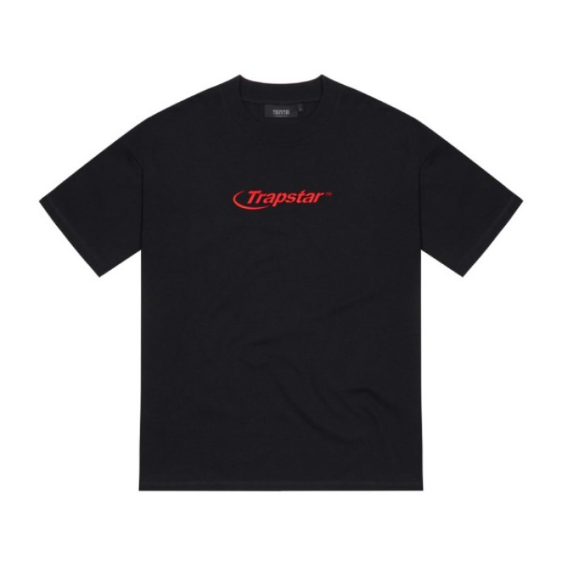 Trapstar Hyperdrive Embroidered Tee Tişört Erkek Siyah Kırmızı Türkiye | HZ98-258