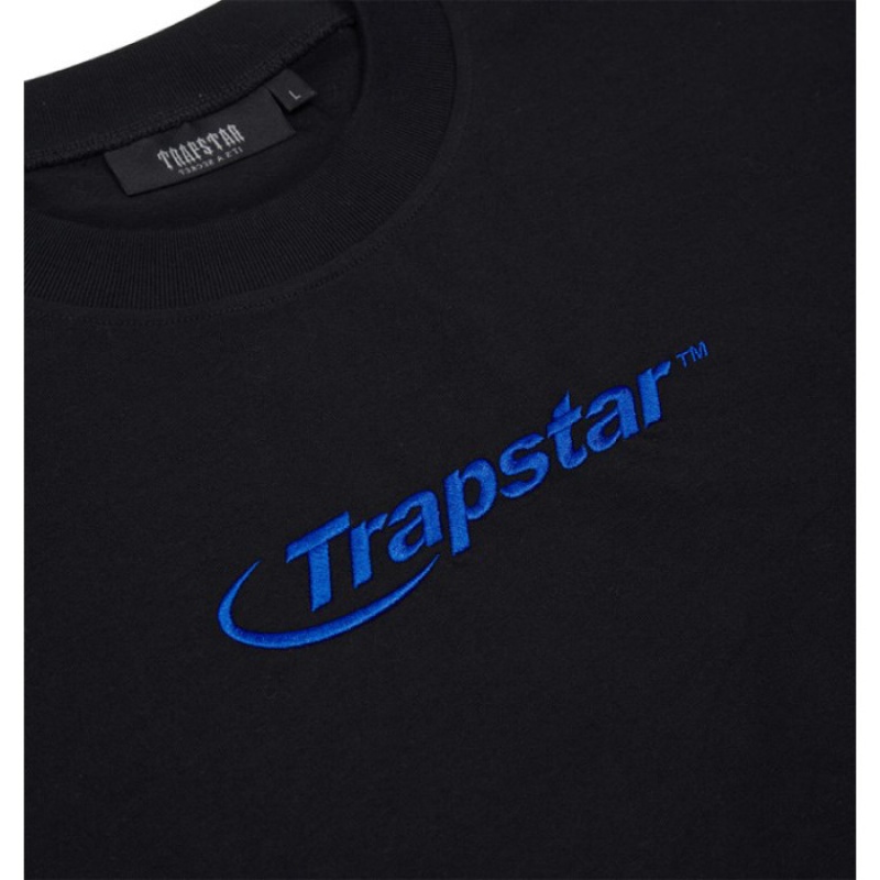 Trapstar Hyperdrive Embroidered Tee Tişört Erkek Siyah Mavi Türkiye | JR35-344