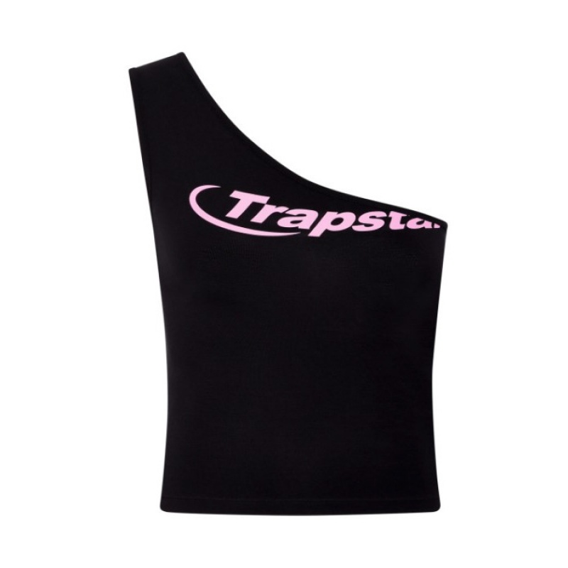 Trapstar Hyperdrive One Shoulder Vest Üst Kadın Siyah Pembe Türkiye | RJ01-743