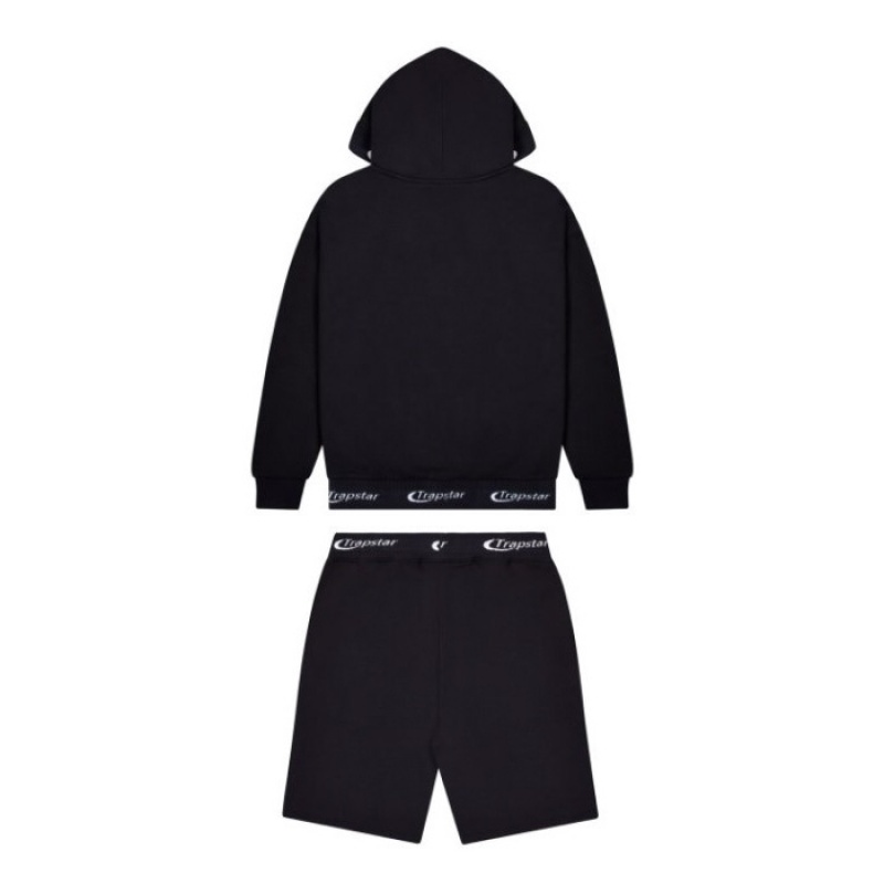 Trapstar Hyperdrive Rib Hoodie Shorts Set Eşofman Takımı Erkek Siyah Türkiye | HT60-470