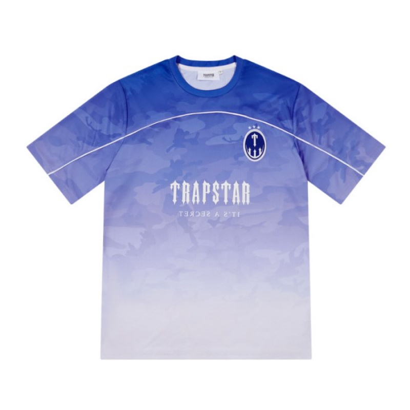 Trapstar Irongate Football Jersey Tişört Erkek Mavi Türkiye | QD20-634