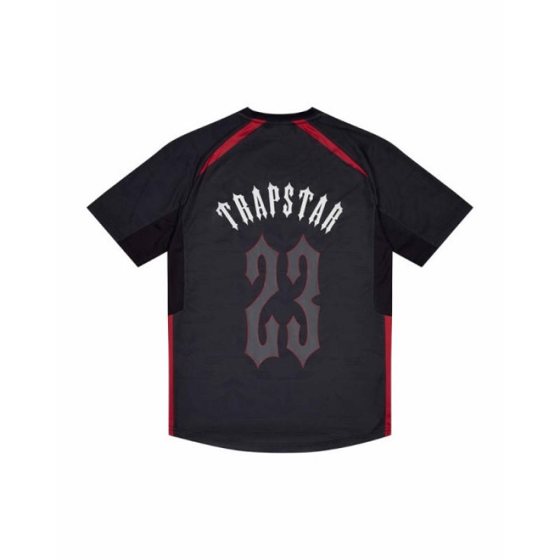 Trapstar Irongate Football Jersey Tişört Erkek Siyah Kırmızı Türkiye | YN72-876