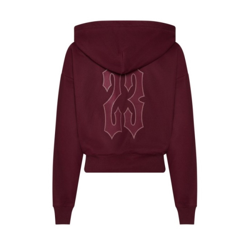 Trapstar Mesh Irongate Arch Hoodie Kapşonlu Kadın Bordo Türkiye | QT77-641