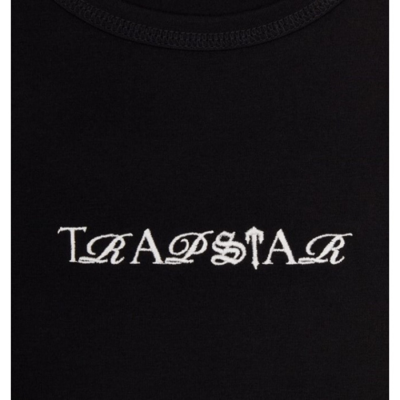 Trapstar Script Racer Vest Üst Kadın Siyah Beyaz Türkiye | GO62-926