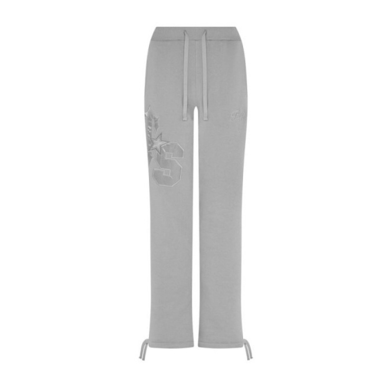 Trapstar TS-Star Silver Satin Applique Loose Fit Jogger Pantolon Kadın Gri Türkiye | UN04-141