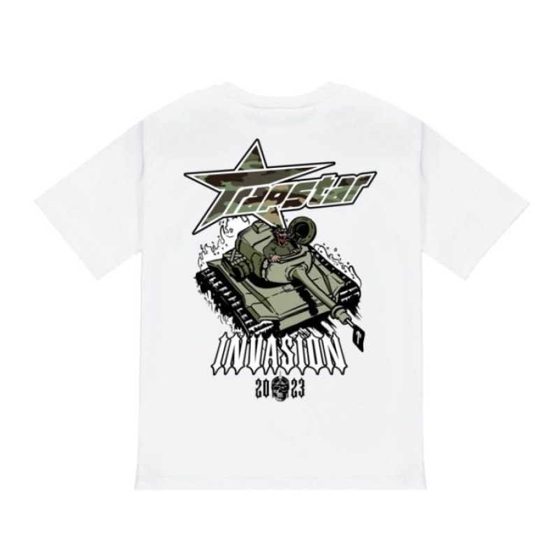 Trapstar Trap Invasion Tee Tişört Erkek Beyaz Türkiye | GX19-769