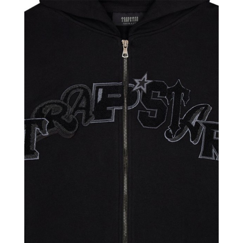 Trapstar Wildcard Chenille Zip Hoodie Eşofman Takımı Erkek Siyah Türkiye | ZB36-501